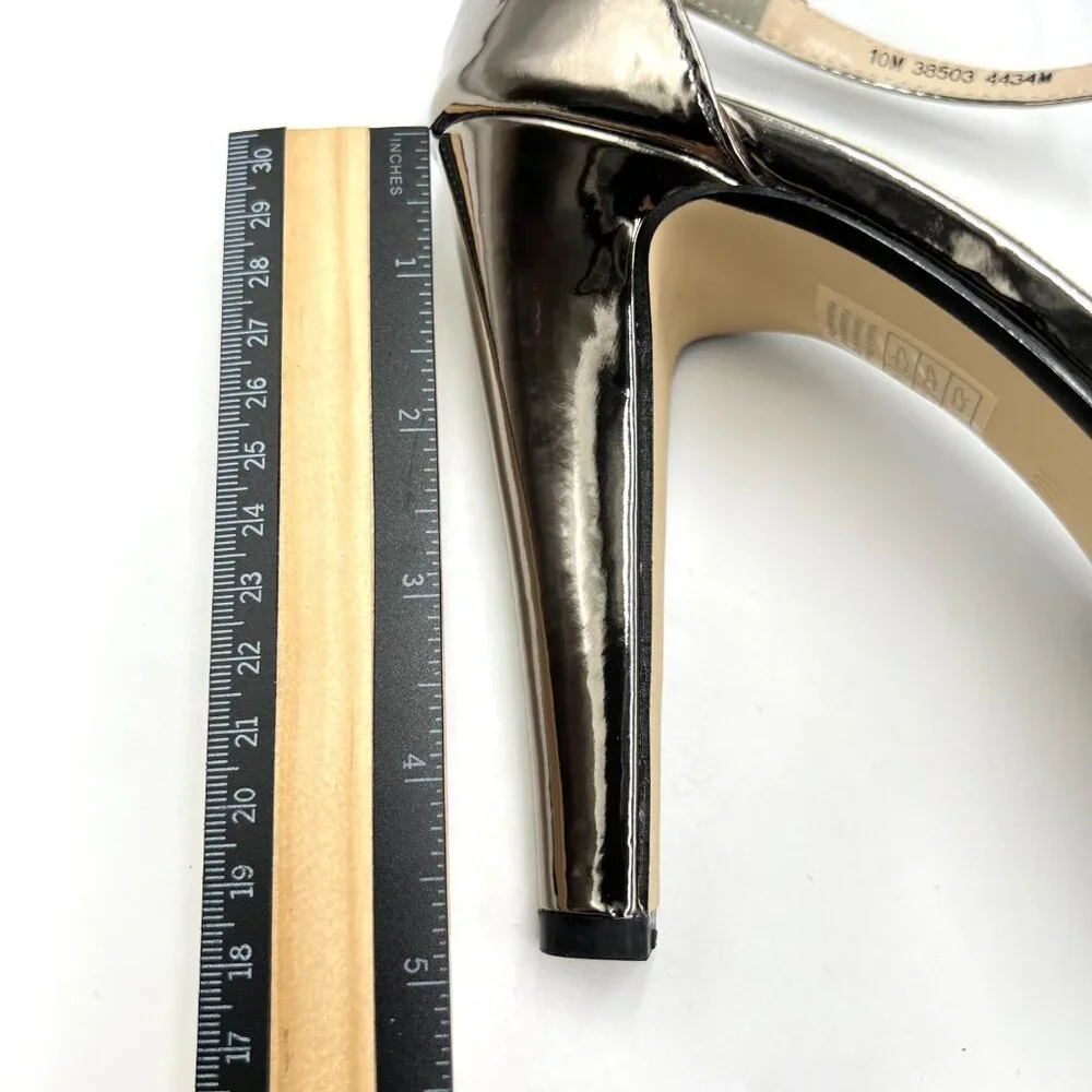 Touch Ups Womens 10M‎ Metallic Silver Pewter Platform Dress Sandals Heels Shoes